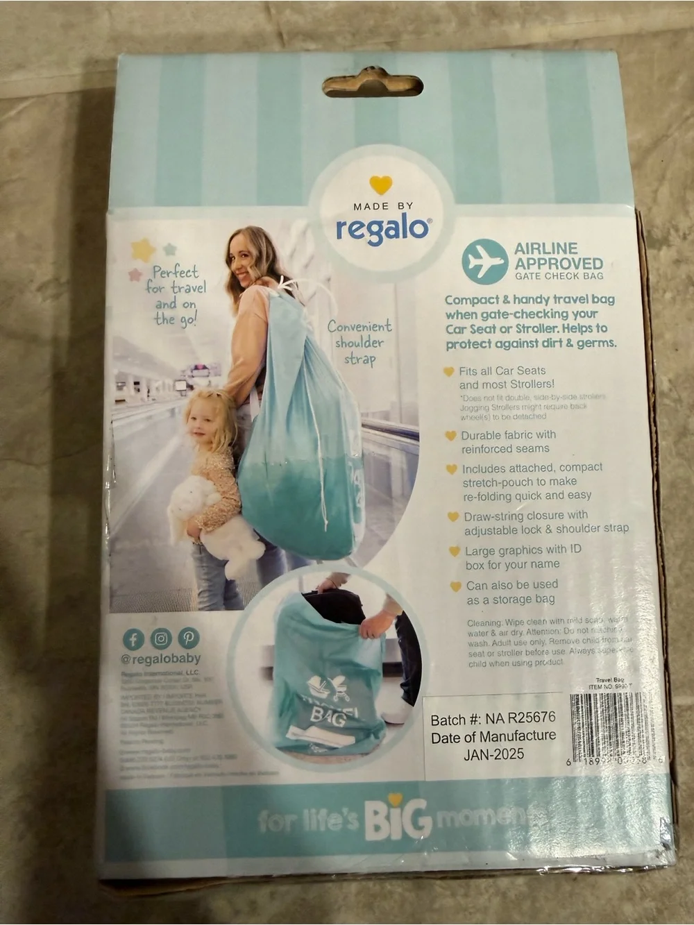 Regalo Teal Travel Bag for Car Seats & Strollers